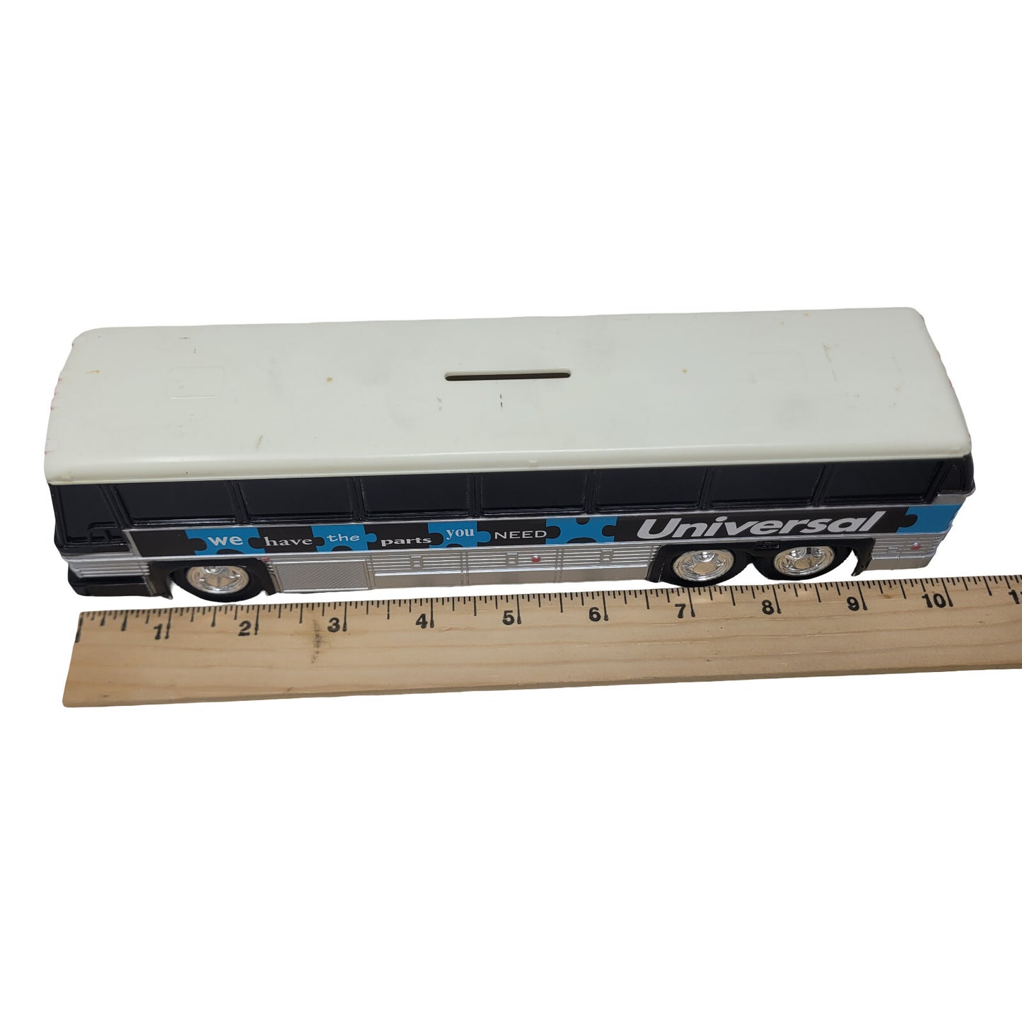 Universal Coach Parts Motorcoach Expo Vintage MCI Bus Plastic Coin Bank 1/50 - Panic 39