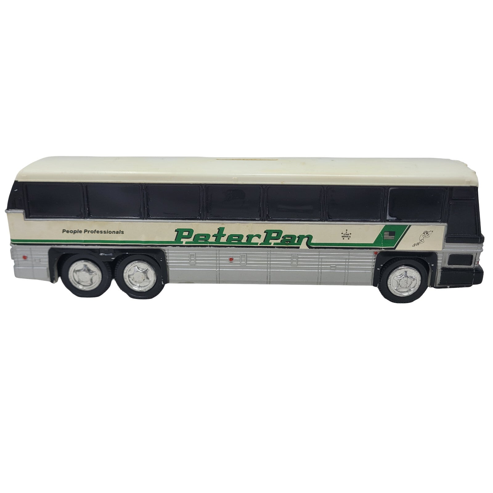 Vintage Peter Pan Bus Lines Plastic Coin Bank Toy Souvenir MCI Coach No. 200 - Panic 39