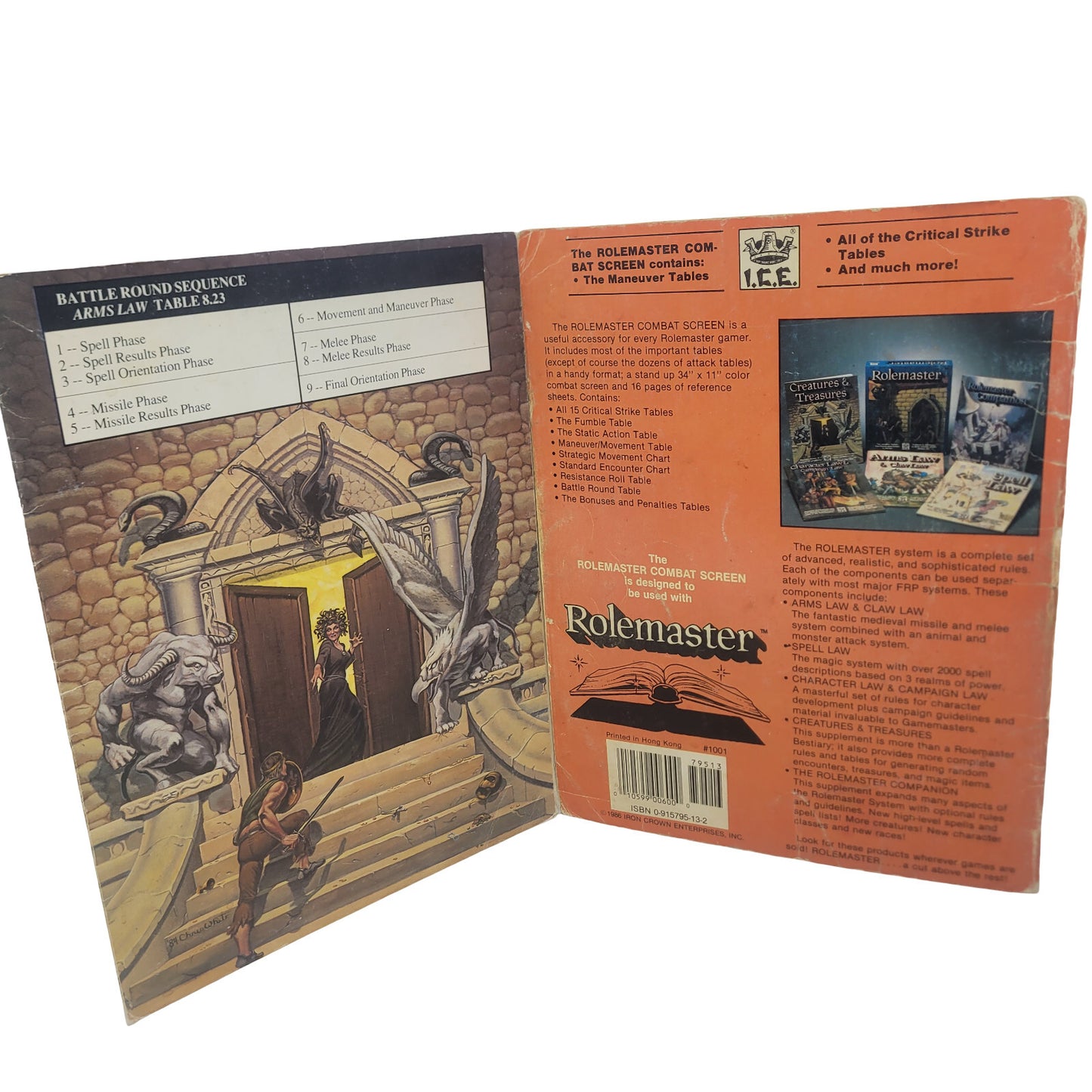 Rolemaster Combat Screen #1001 ICE I.C.E. Original red orange cover RPG D20 GAME