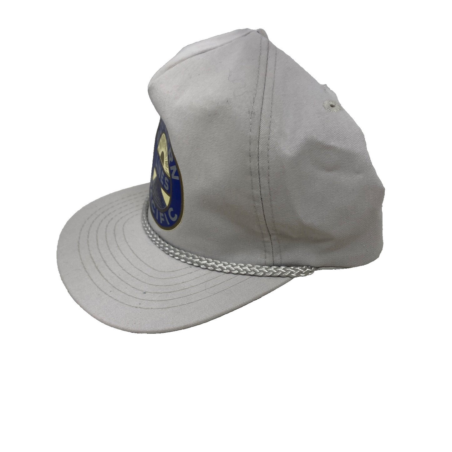 Vintage Southern Lines Pacific Railroad Snapback Trucker Hat  Light Gray