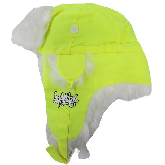 The Side Logo Aviator Hat in Neon Yellow and White