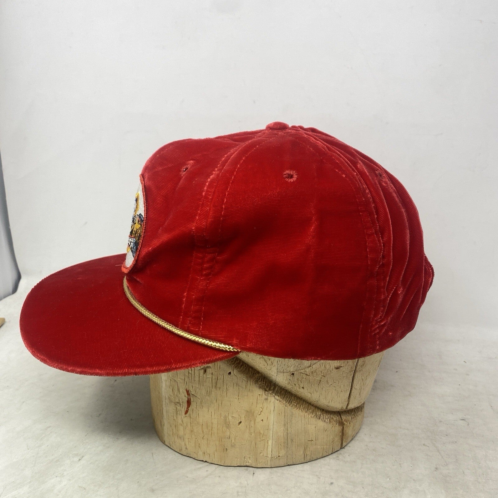 VTG Union Pacific Railroad baseball cap  size Medium Adjustable Velvet red Hat - Panic 39