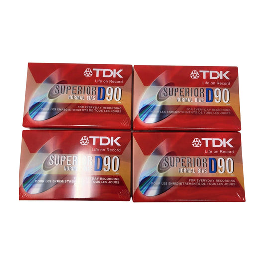 NEW Lot of 4 TDK Superior D90 Normal Bias Tapes For Everyday Recording Cassette