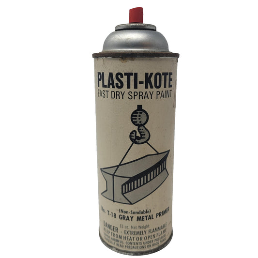 Vtg. 1960's - 70's Plasti-Kote Spray Paint Paper Label Gray Metal Primer Display