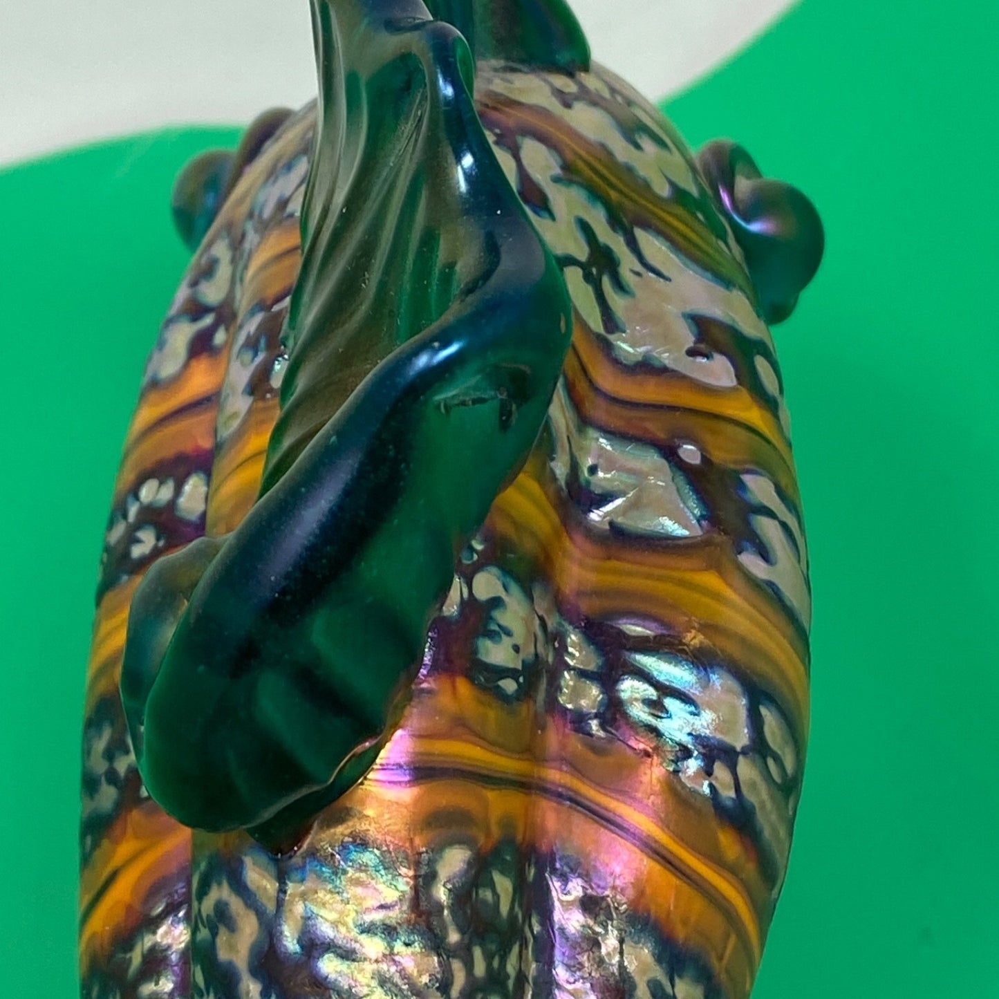 Rick Hunter Art Glass Tropical Fish Sculpture Iridescent Striped Hand Blown 8"