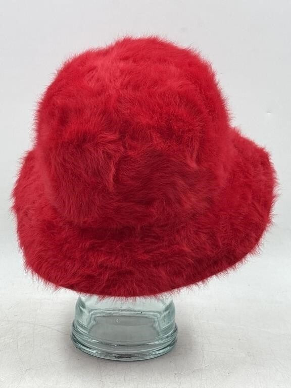 Vintage 90s UK Kangol Furgora Rap Hat Casual Bucket Hat Red Angora Blend Adult L