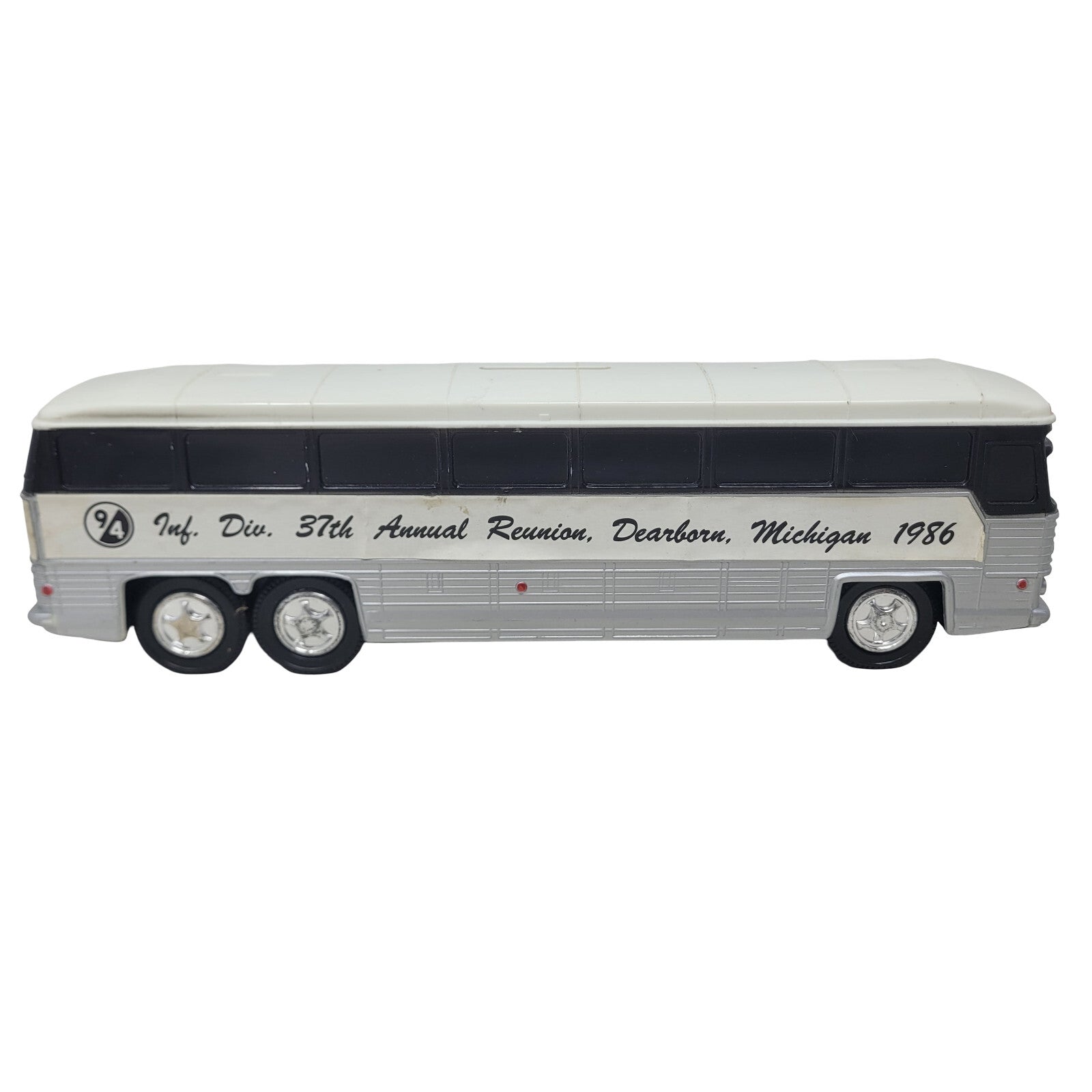 94th Infantry Division 1986 Reunion Vintage MCI Bus Plastic Coin Bank WWII - Panic 39