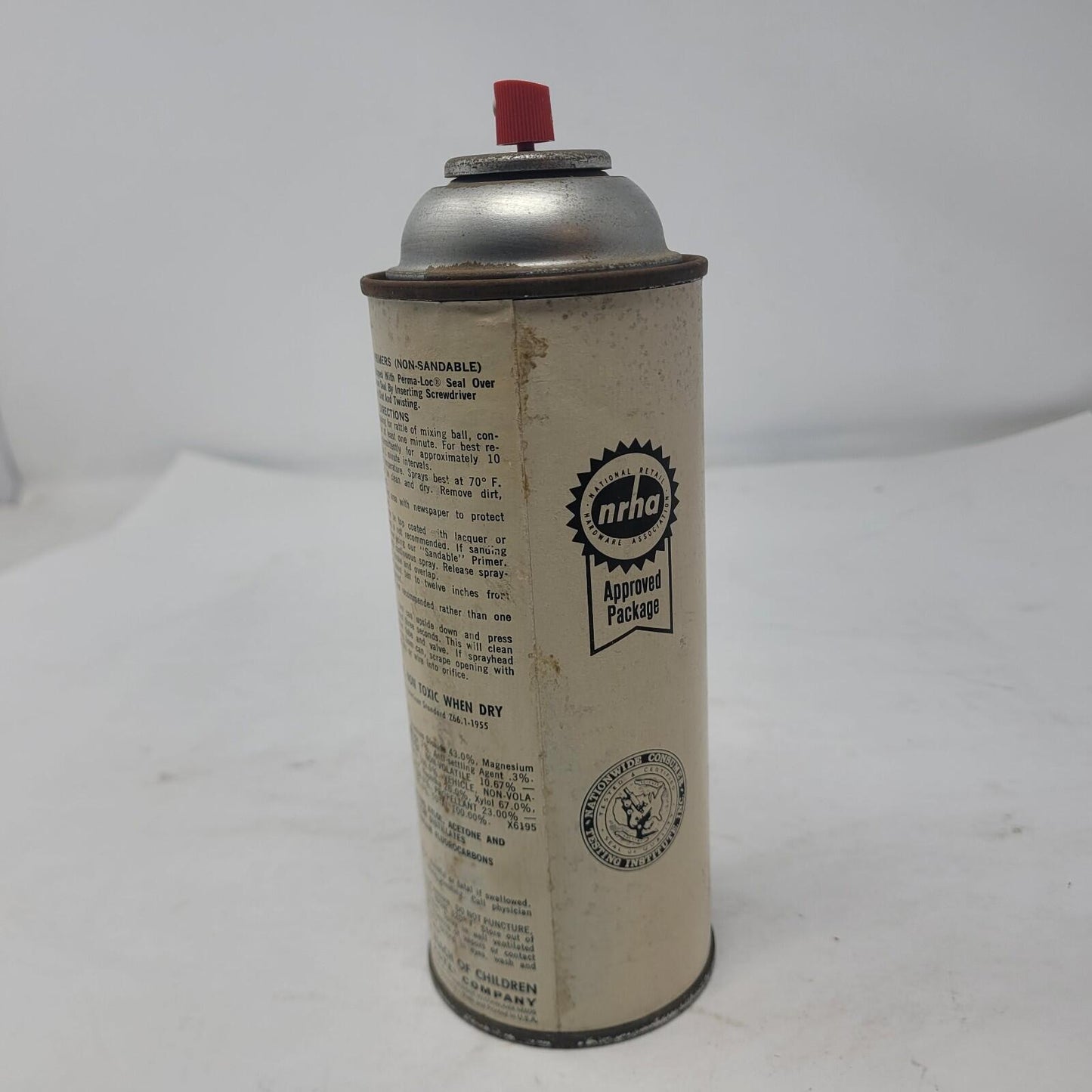 Vtg. 1960's - 70's Plasti-Kote Spray Paint Paper Label Gray Metal Primer Display