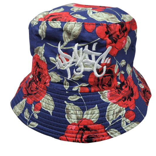 THE ROSES FLORAL BUCKET HAT IN NAVY BLUE
