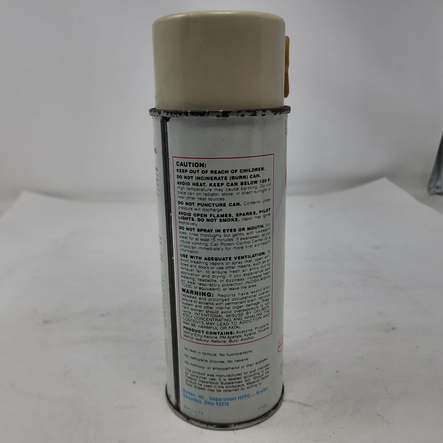 Vintage Krylon Almond 1506 Borden Era Spray Paint Can.  Bar Code Lid.