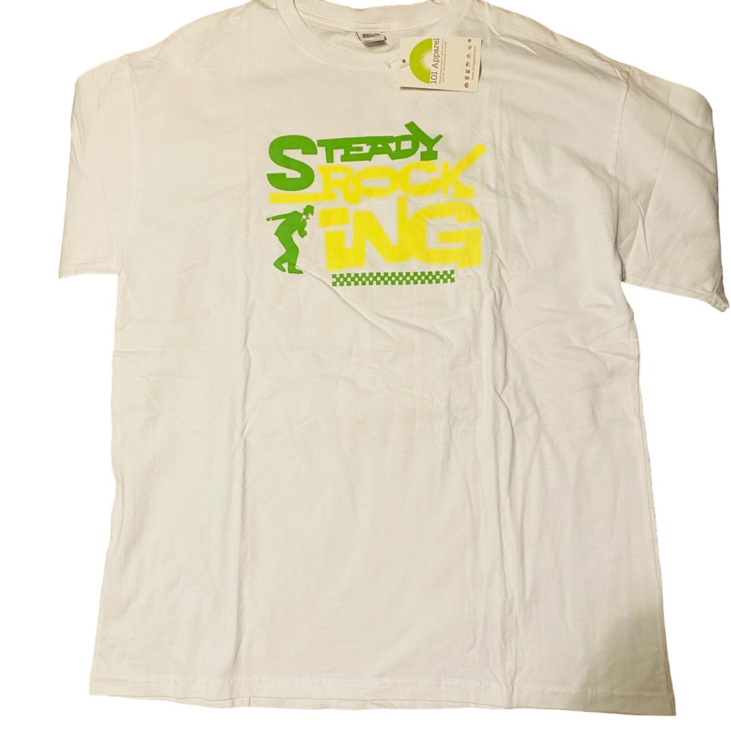 101 Apparel Men's Beige Steady Rocking Print Size XL Vintage Streetwear Hip Hop