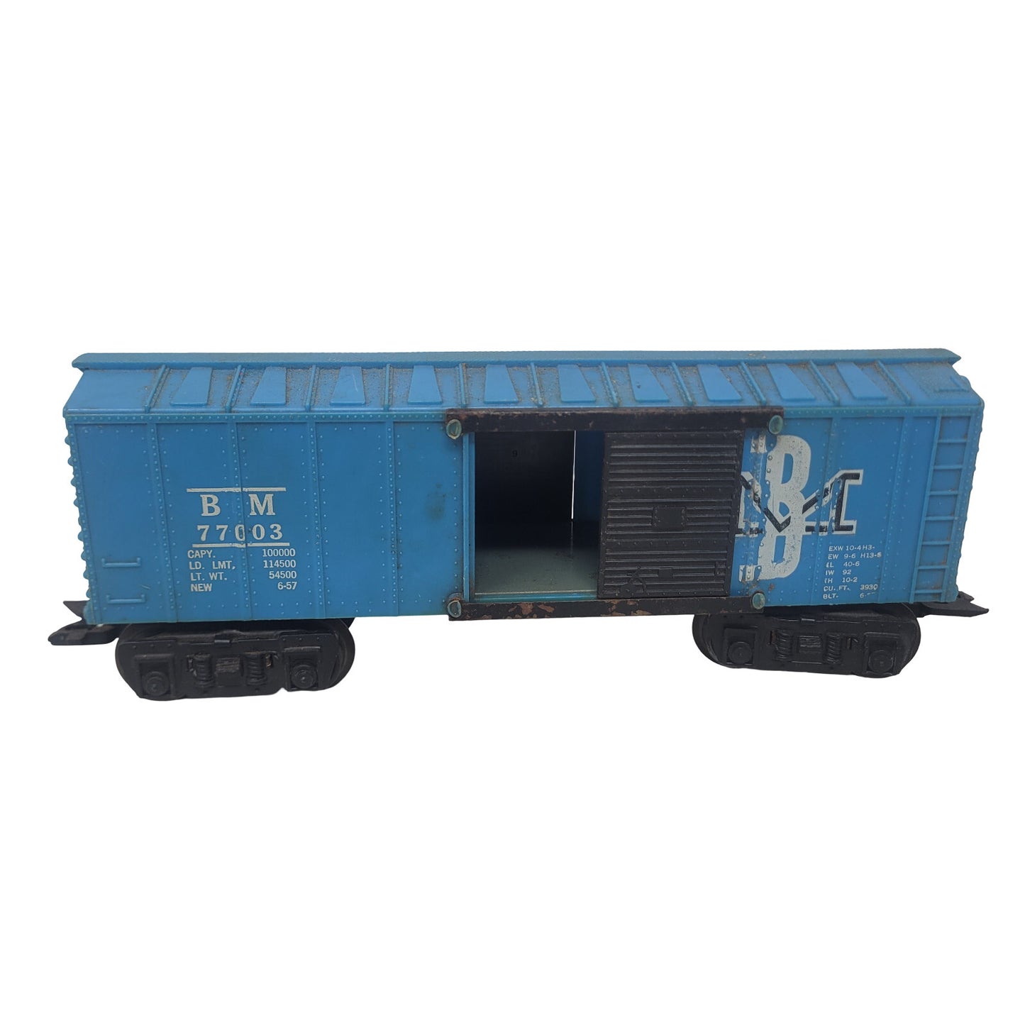 Marx 77003 Boston Maine BM O Gauge Blue Plastic Boxcar Vintage Toy Train 8in - Panic 39