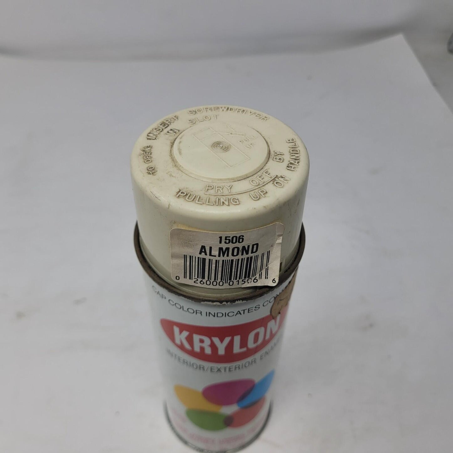 Vintage Krylon Almond 1506 Borden Era Spray Paint Can.  Bar Code Lid.