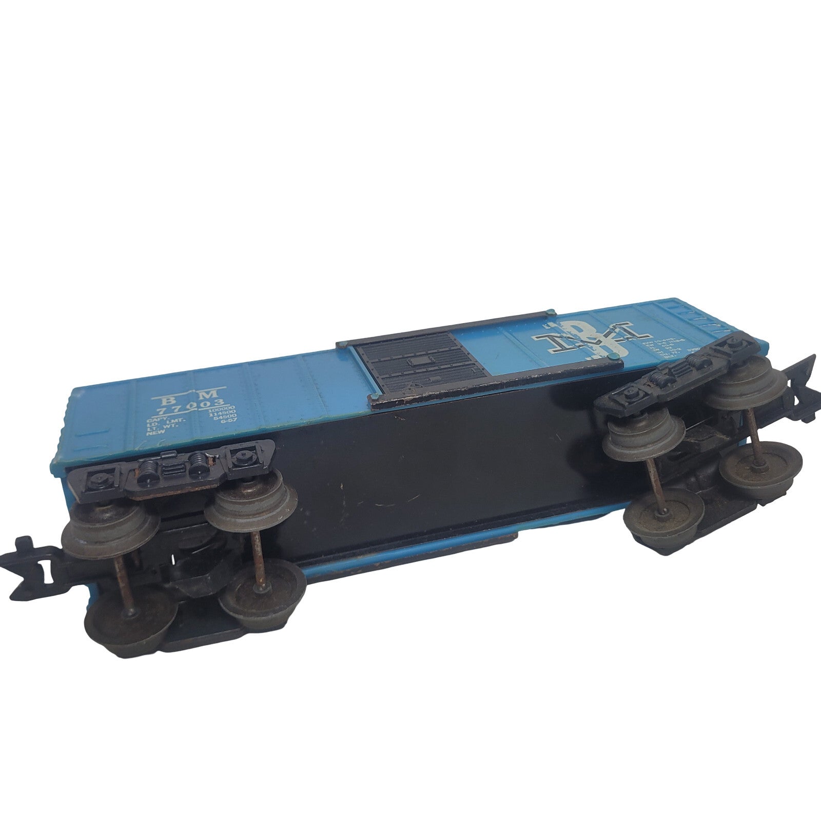 Marx 77003 Boston Maine BM O Gauge Blue Plastic Boxcar Vintage Toy Train 8in - Panic 39