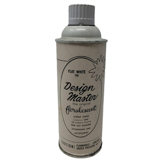 Vintage Design Master Floralescent Spray Paint Metal Lid Flat White empty Can