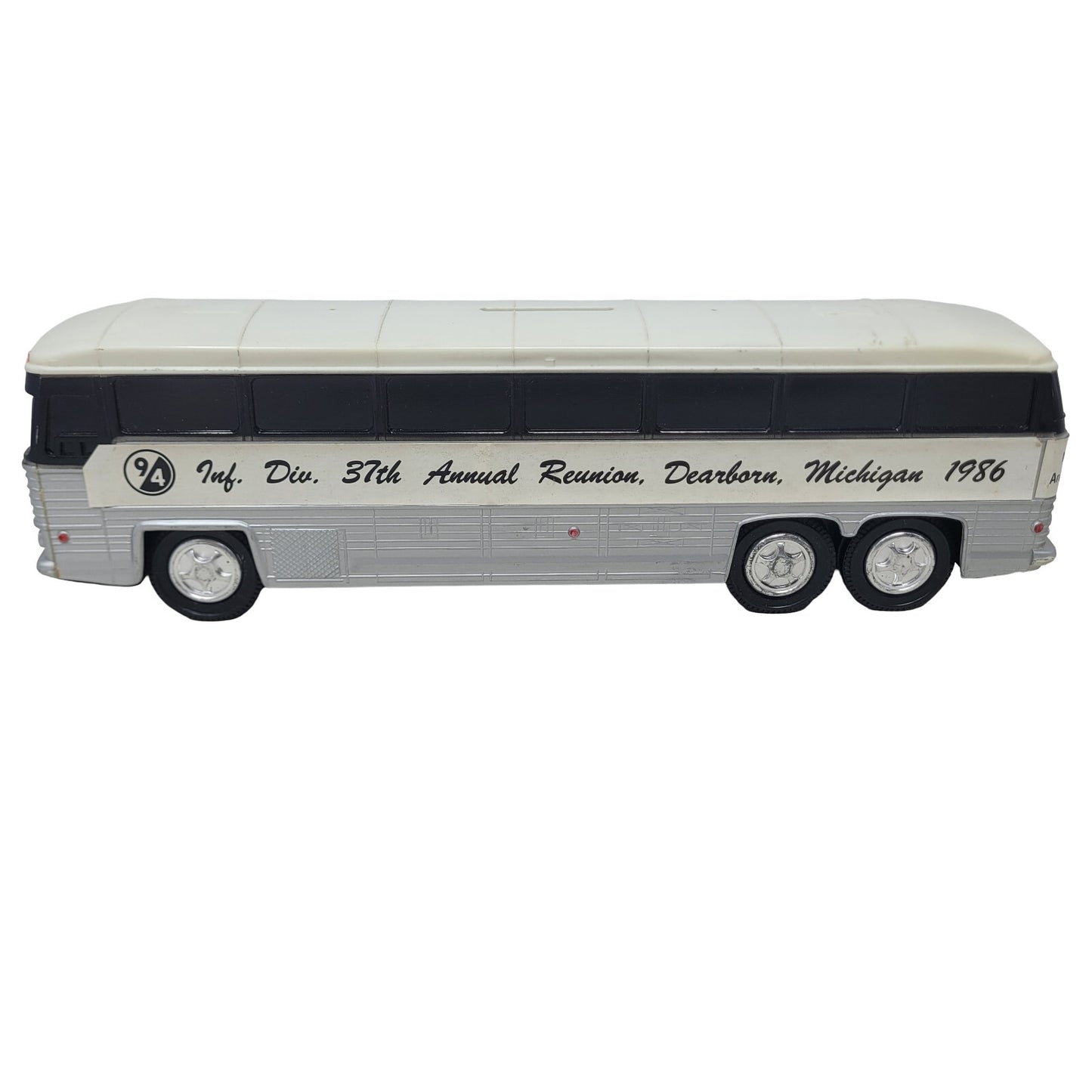 94th Infantry Division 1986 Reunion Vintage MCI Bus Plastic Coin Bank WWII - Panic 39
