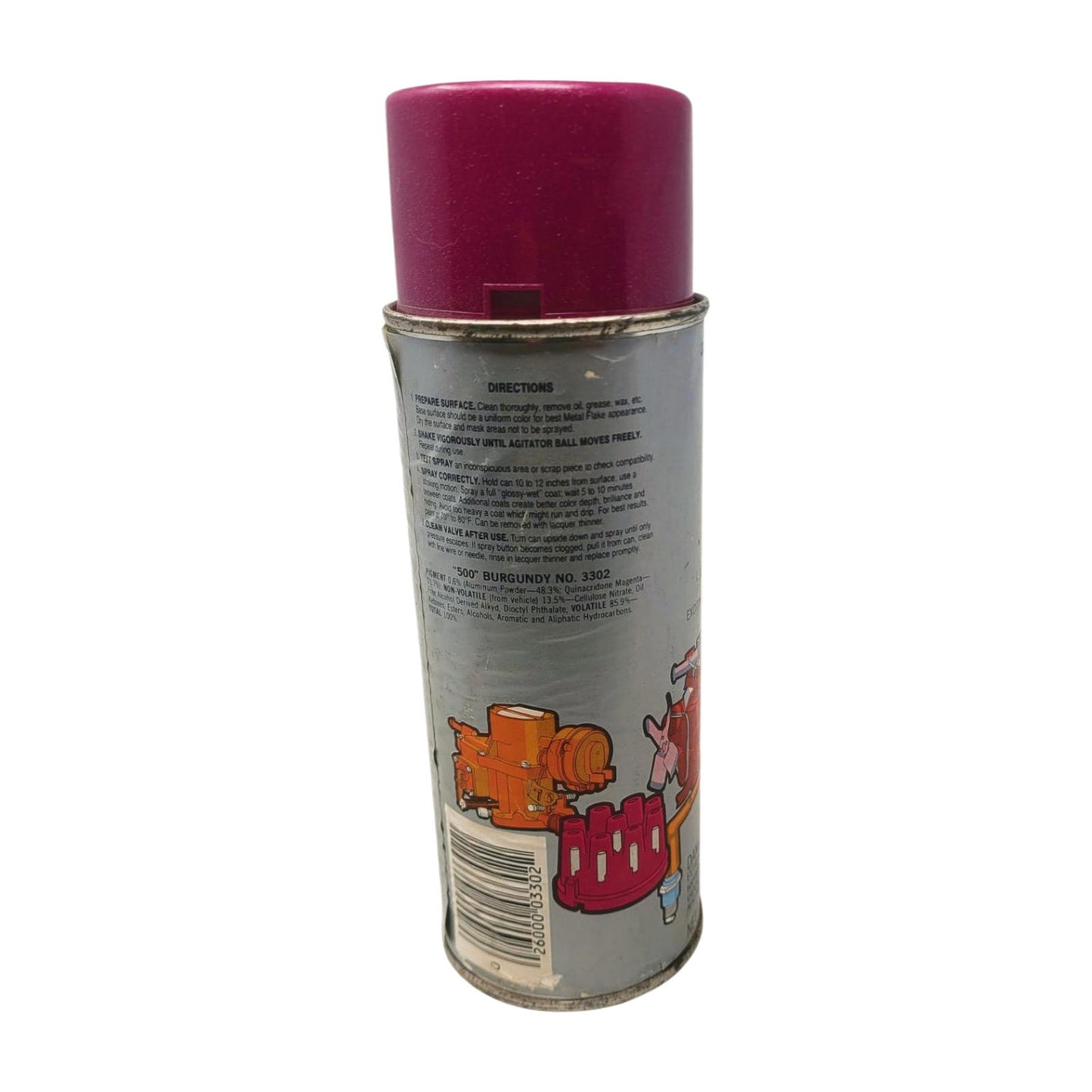 Vintage Krylon Metal Flake Spray paint 3302 "500" Burgundy not working
