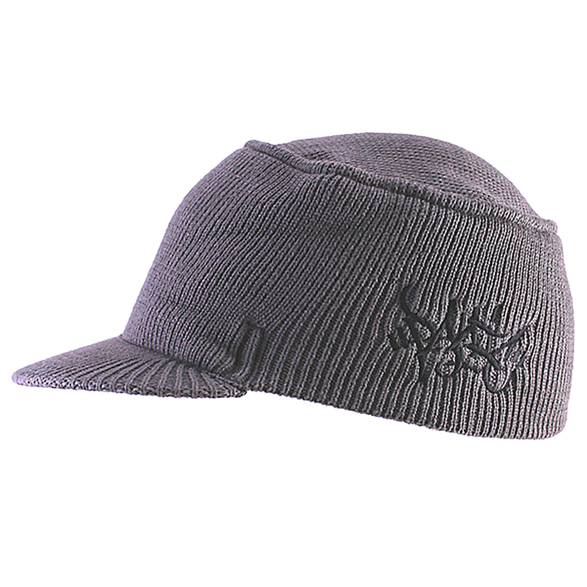 Charcoal gray flat top commando tag beanie from Panic 39