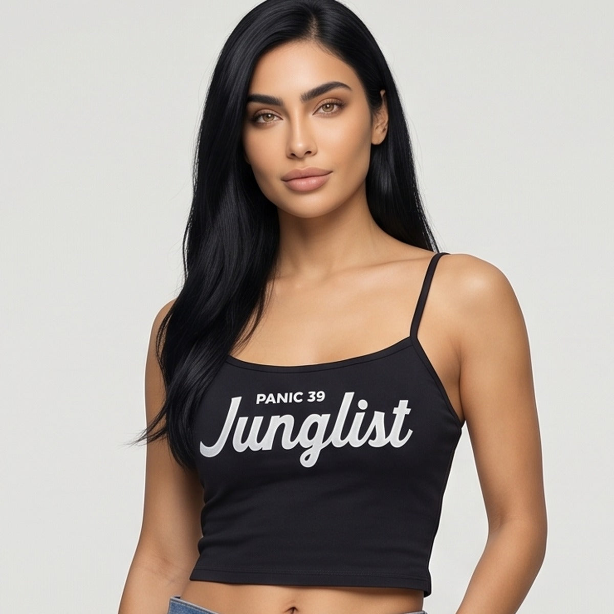 AI-generated model wearing The Junglist Cropped Tank, front view