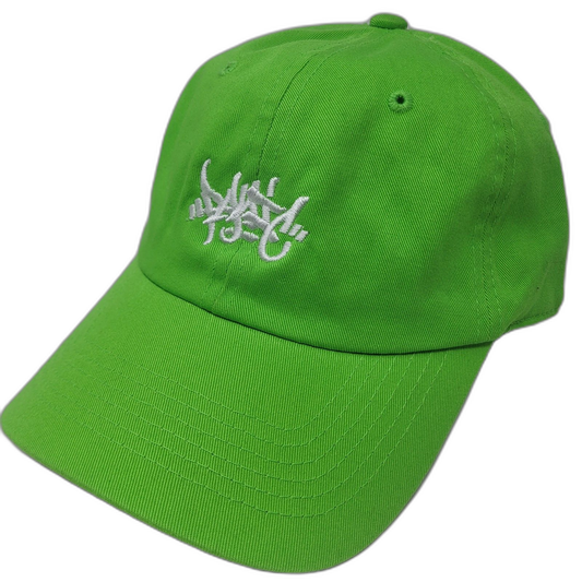 THE TAG LOGO DAD HAT IN BRIGHT GREEN WITH WHITE STITCH