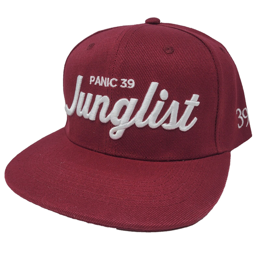 THE BURGUNDY WITH WHITE GREEN PANIC 39 JUNGLIST SNAPBACK BASEBALL HAT