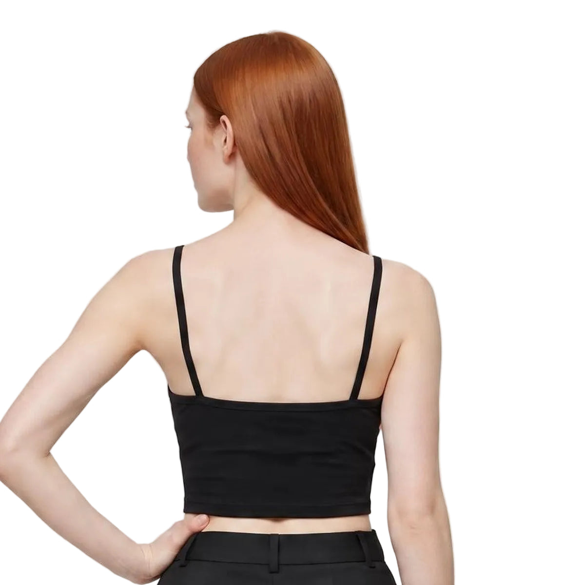 AI-generated model wearing The Ransom Cropped Tank, back view
