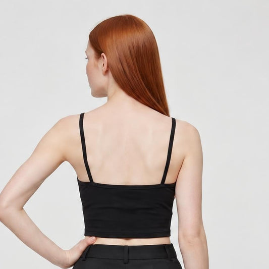 AI-generated model wearing The Ransom Cropped Tank, back view