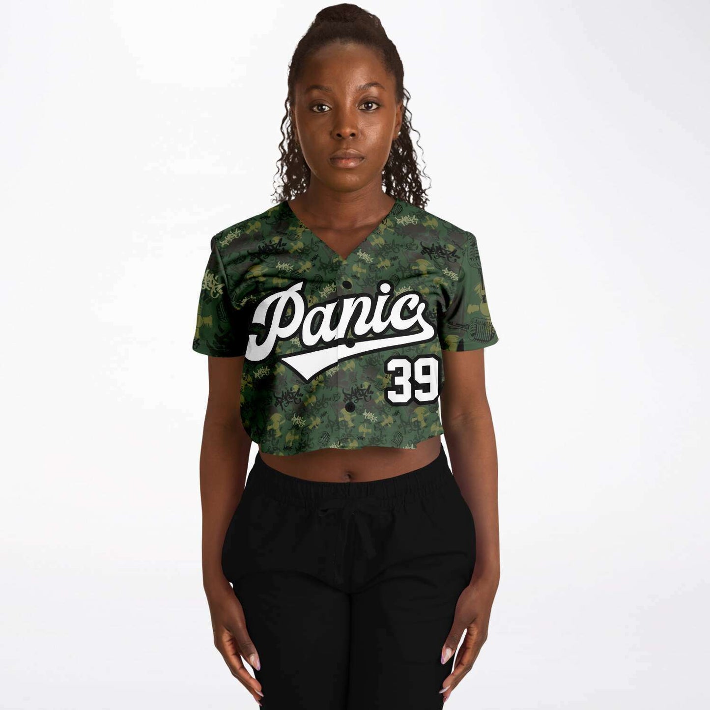 The Element Green Camo Crop Baseball Jersey - Panic 39