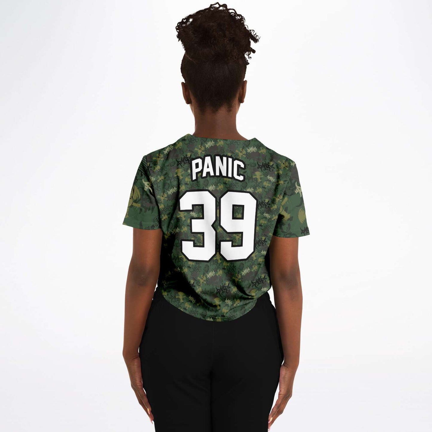 The Element Green Camo Crop Baseball Jersey - Panic 39