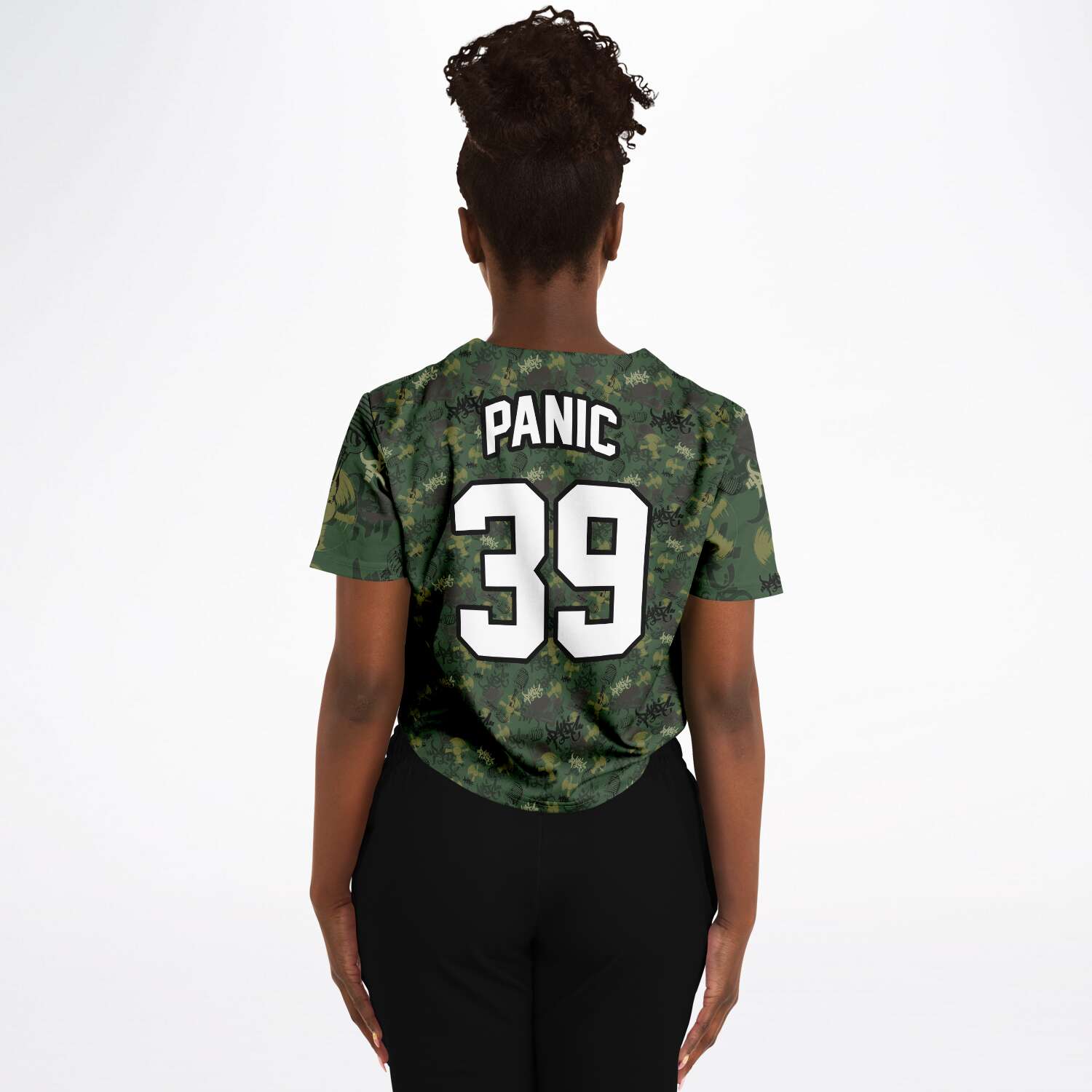 The Element Green Camo Crop Baseball Jersey - Panic 39