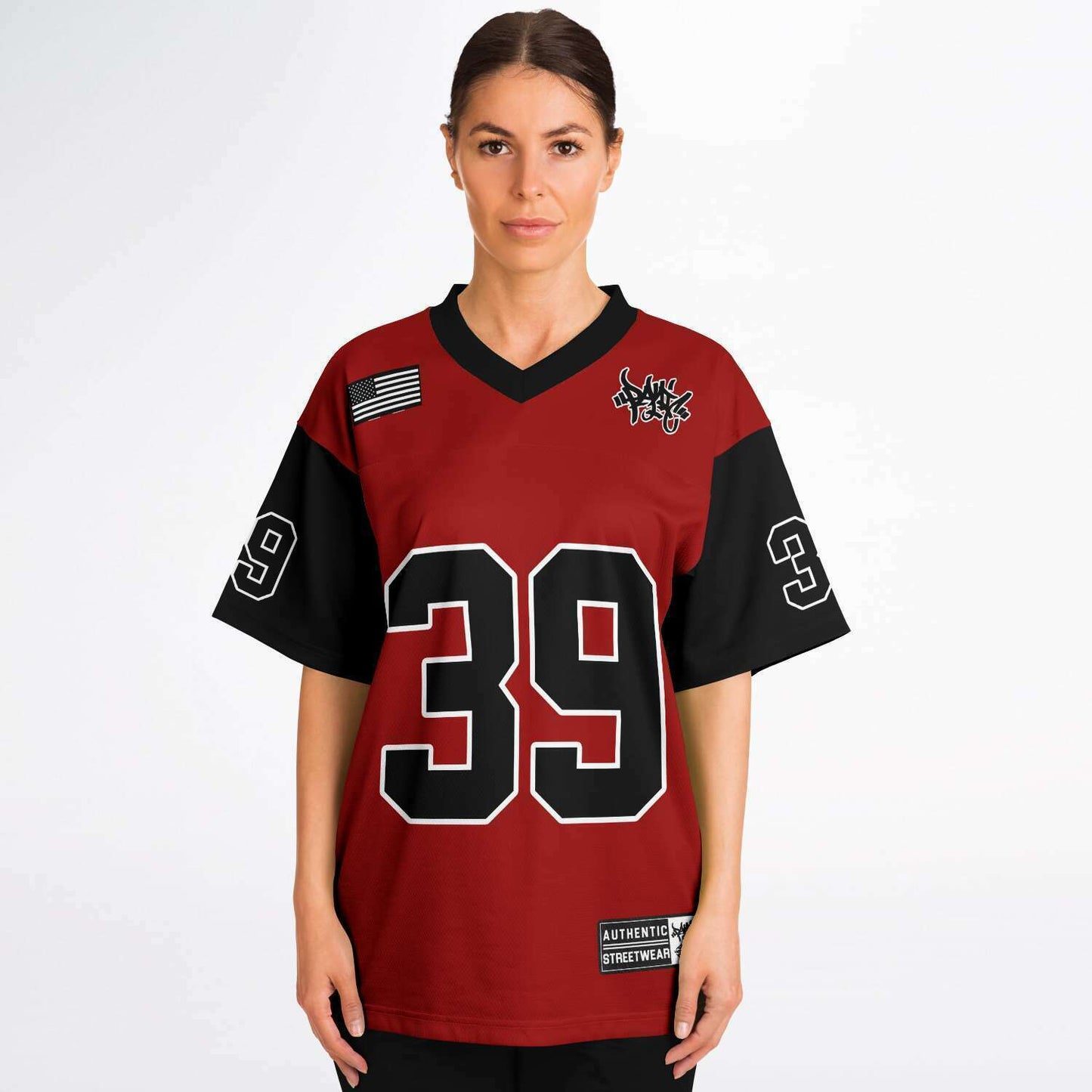 The 2-Tone Red/Black Football Jersey - Panic 39