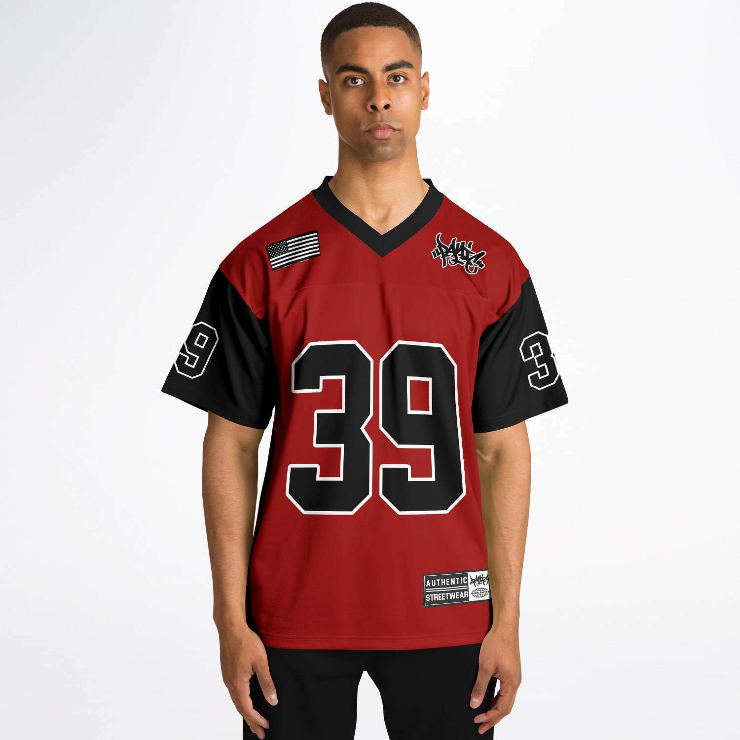 The 2-Tone Red/Black Football Jersey - Panic 39