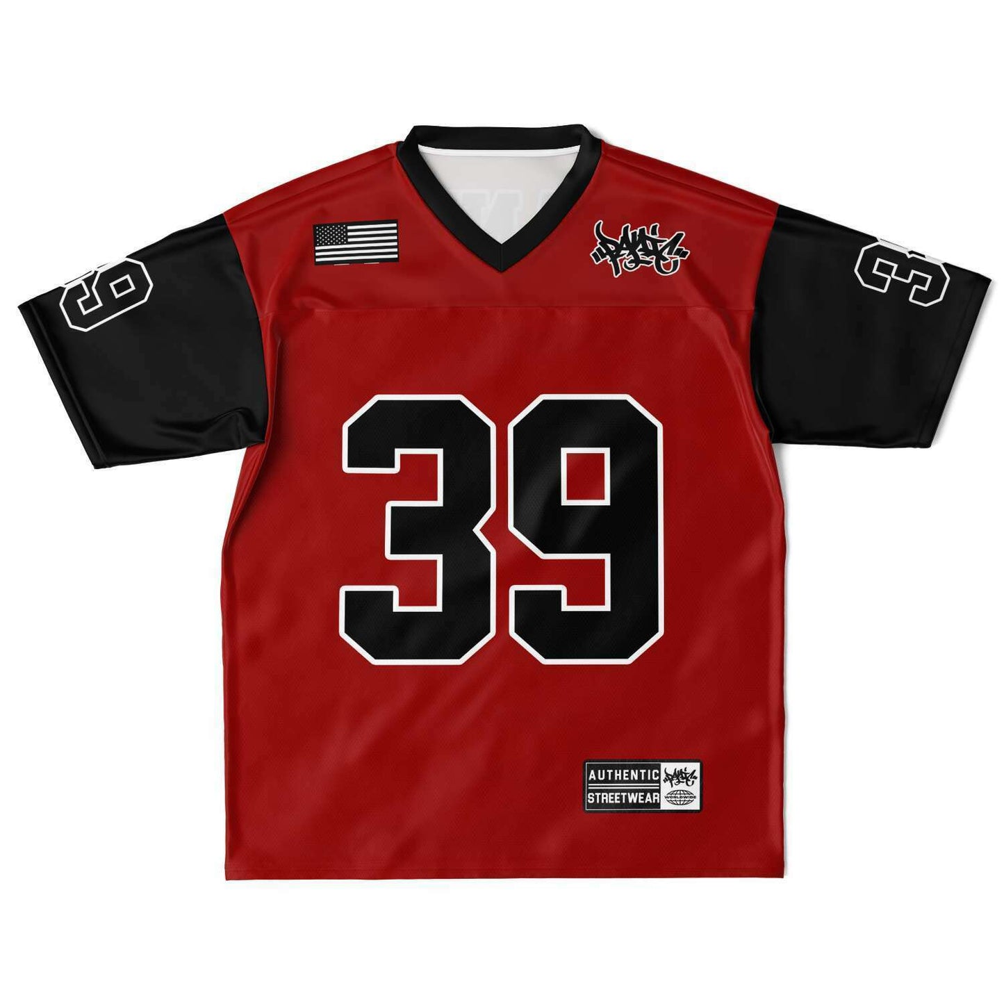 The 2-Tone Red/Black Football Jersey - Panic 39