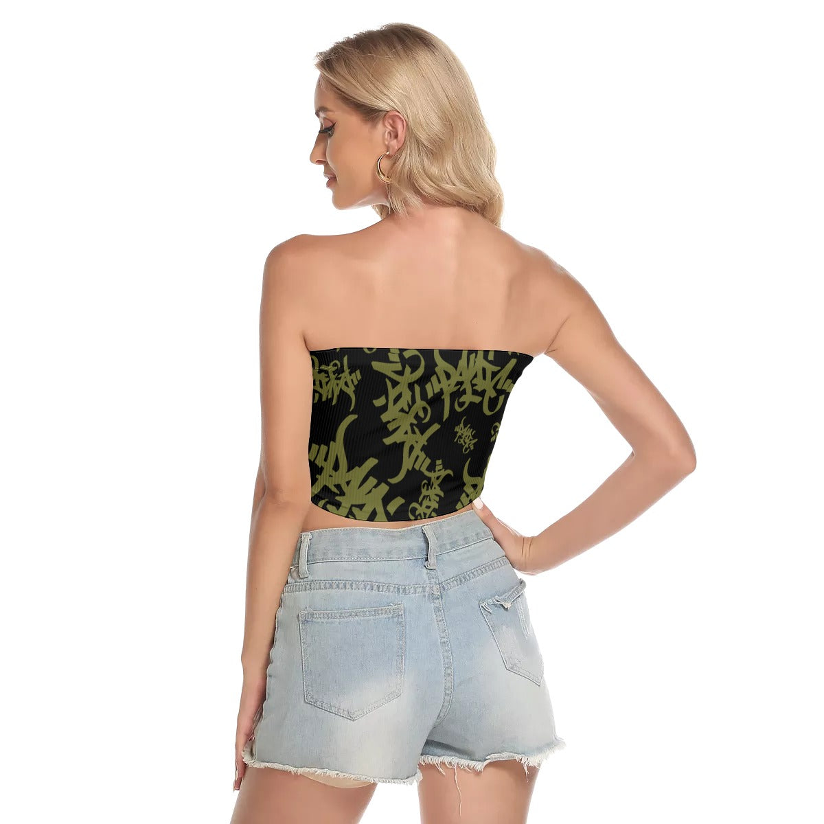 THE TAG TUBE TOP IN BLACK/OLIVE - Panic 39