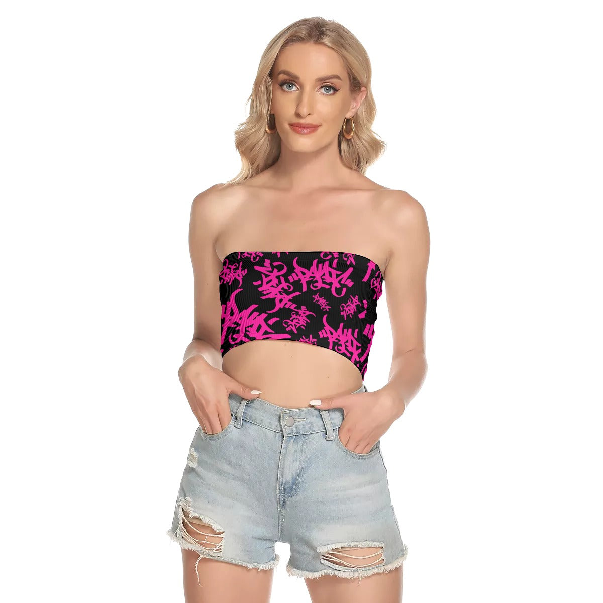 THE TAG TUBE TOP IN BLACK/HOT PINK - Panic 39