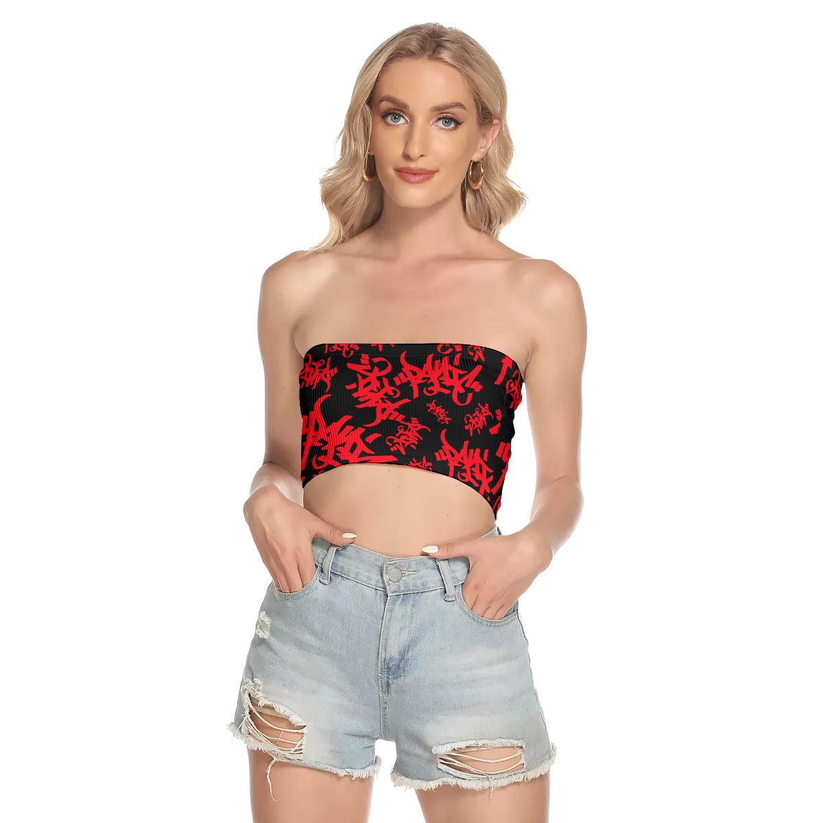 THE TAG TUBE TOP IN BLACK/RED - Panic 39