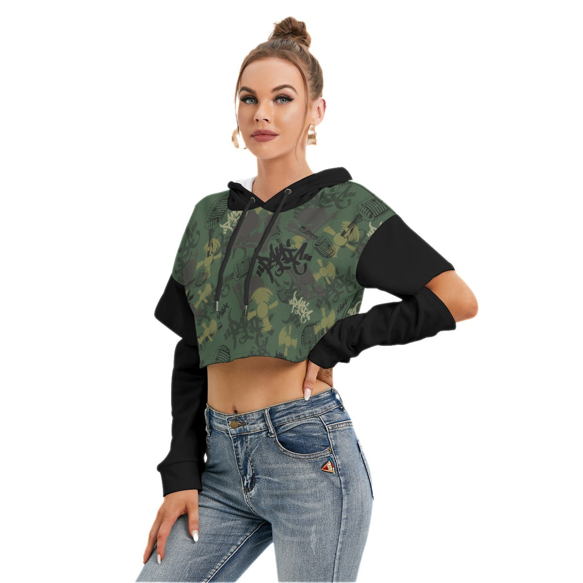 Camo crop hoodie hotsell