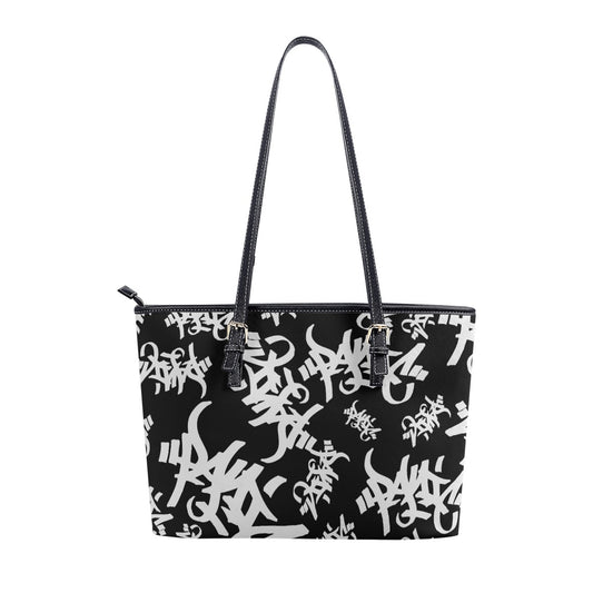 THE TAG FAUX LEATHER TOTE BAG - BLACK/WHITE - Panic 39