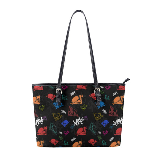 THE TURNTABLES FAUX LEATHER TOTE BAG - Panic 39
