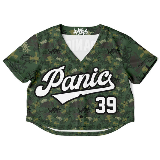 The Element Green Camo Crop Baseball Jersey - Panic 39