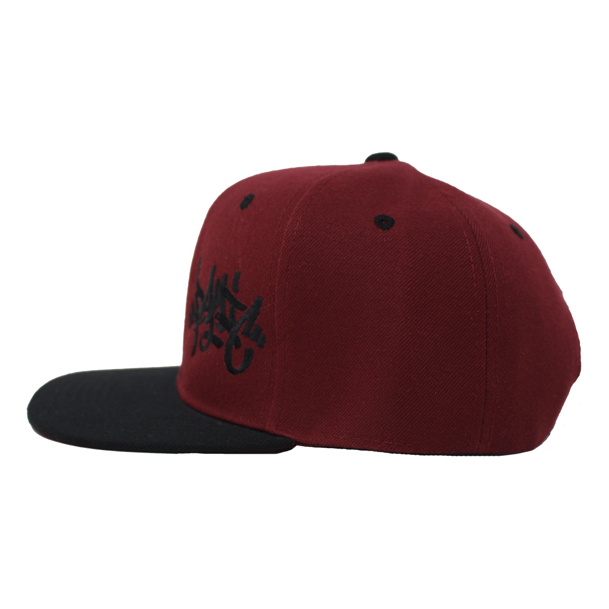 The Burgundy/Black Tag Logo Snapback Hat - concreteaddicts