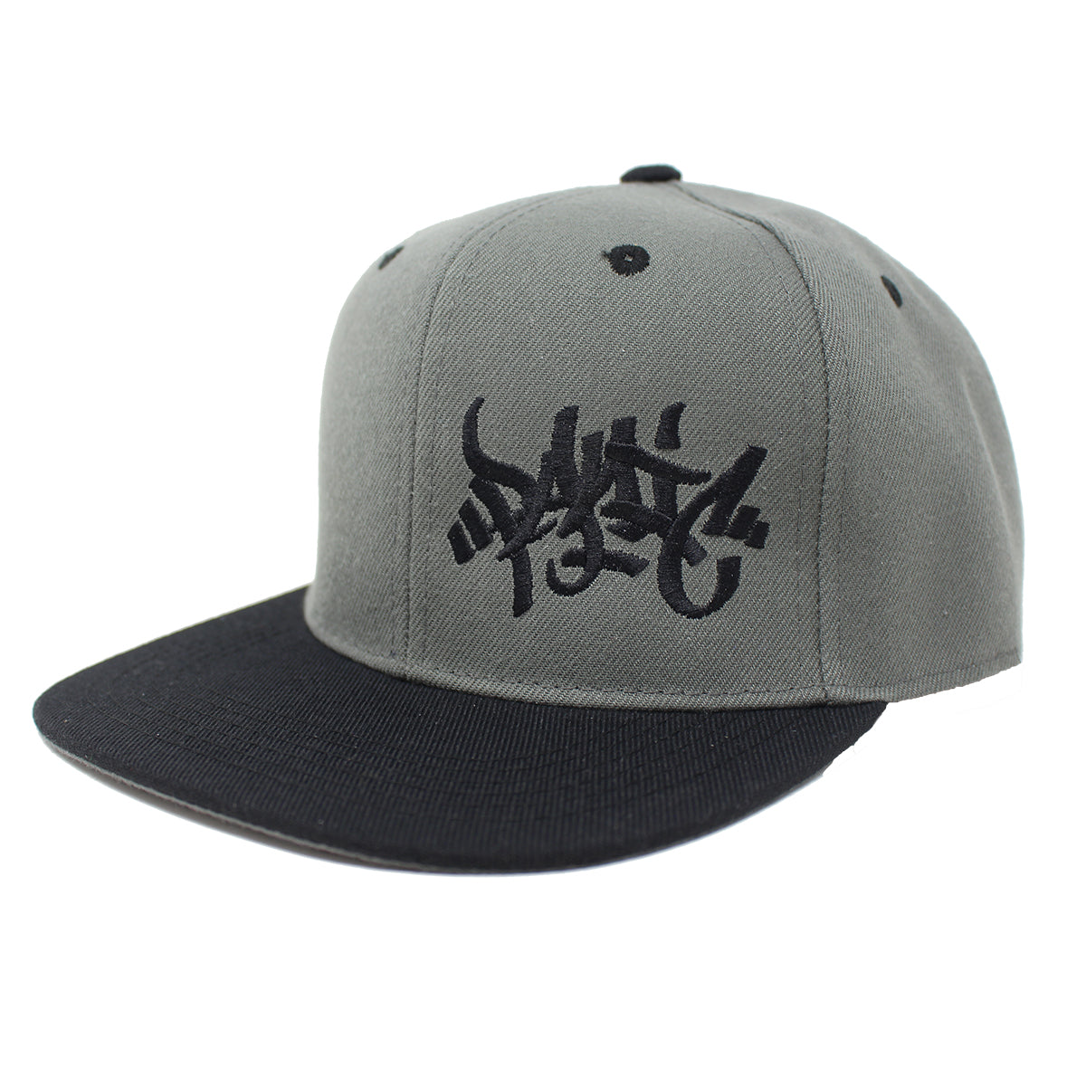 The Charcoal / Black Tag Logo Snapback Hat - concreteaddicts