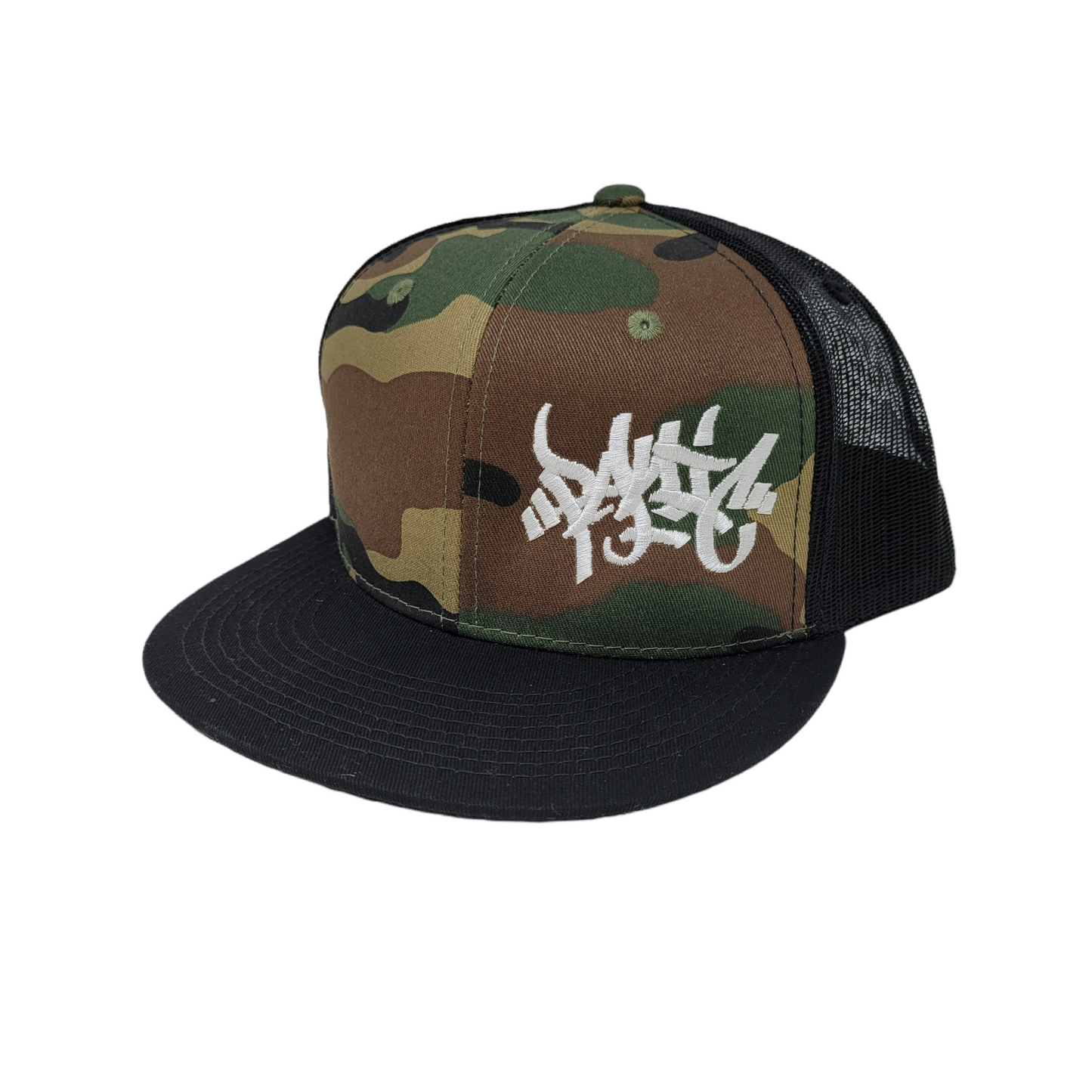 THE FOREST CAMO MESH TAG LOGO SNAPBACK HAT