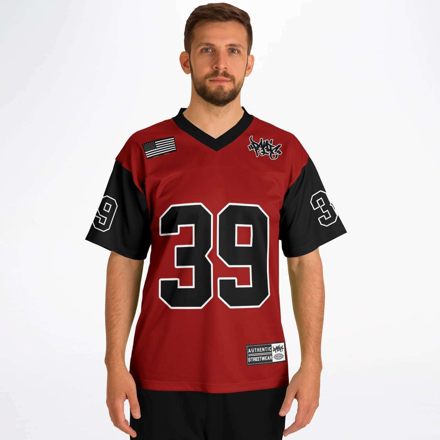 The 2-Tone Red/Black Football Jersey - Panic 39