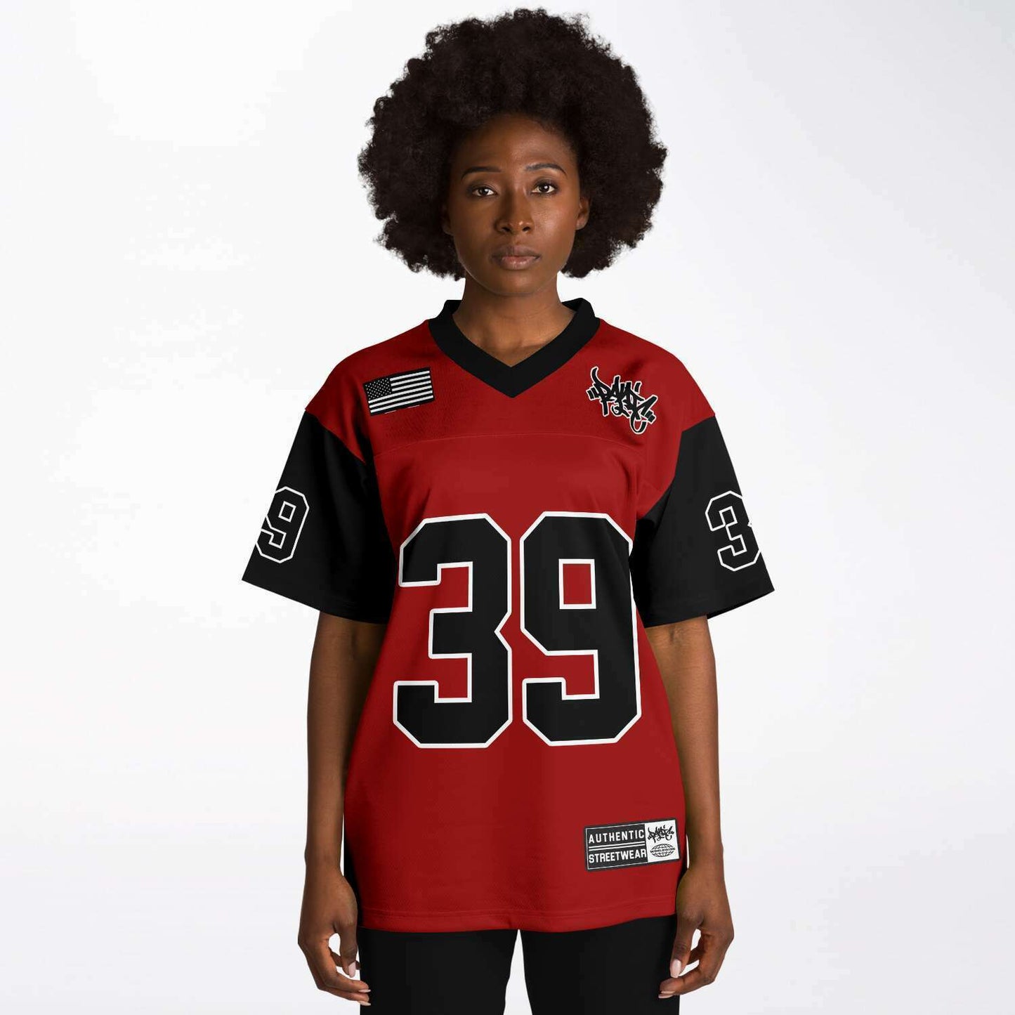 The 2-Tone Red/Black Football Jersey - Panic 39