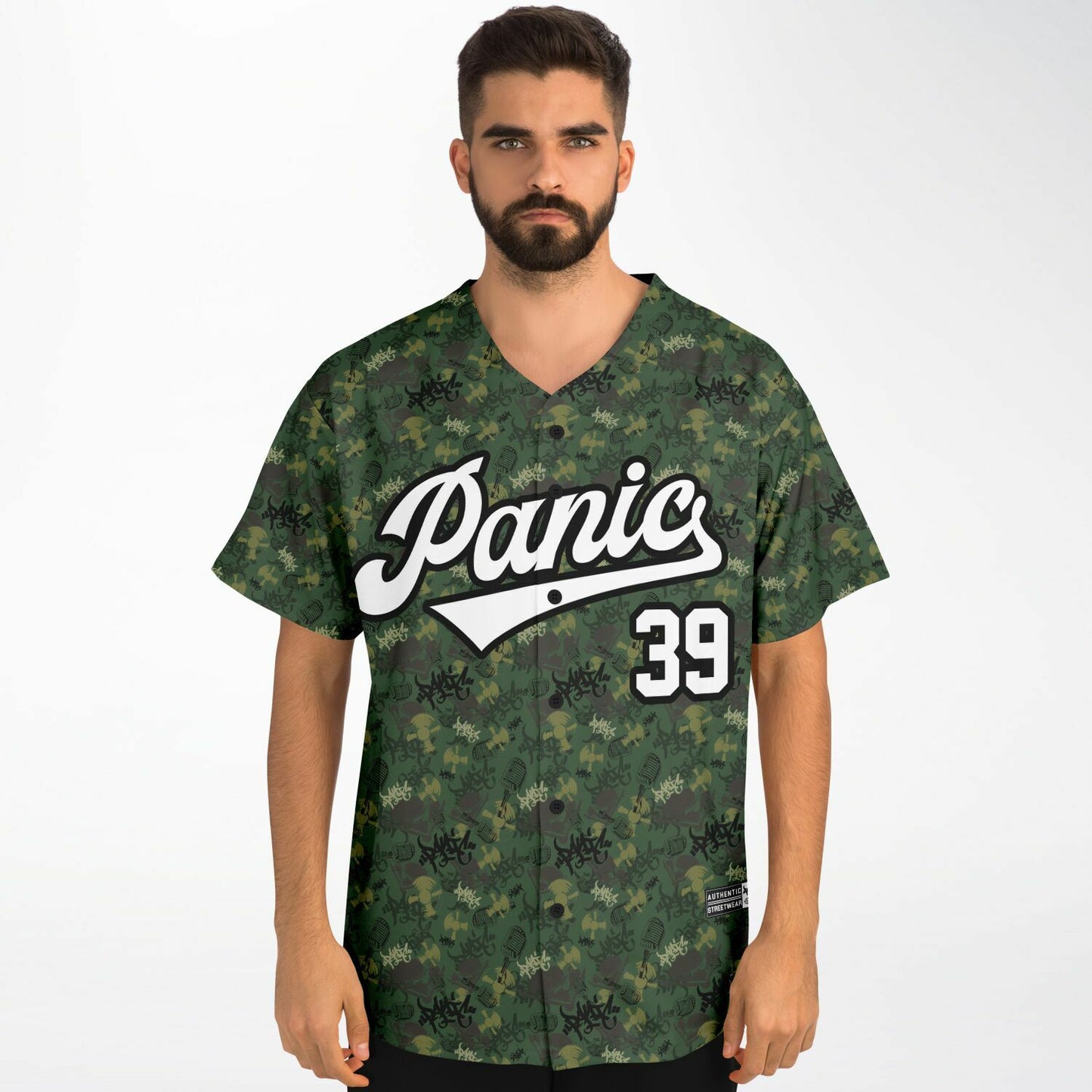 THE ELEMENTS GREEN CAMO BASEBALL JERSEY - Panic 39